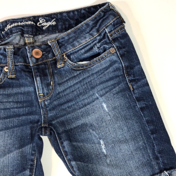 American Eagle Low Rise Distressed Jean Shorts - Picture 3 of 8